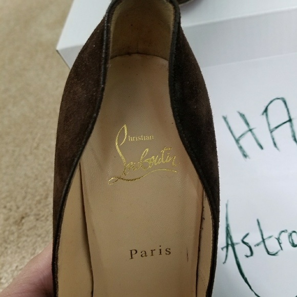 Louboutin brown suede block heels pumps AUTHENTIC - Picture 5 of 5